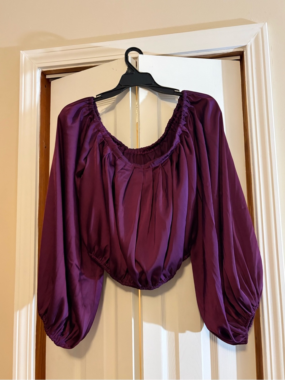 SHEIN Purple Peasant Blouse with Balloon Sleeves